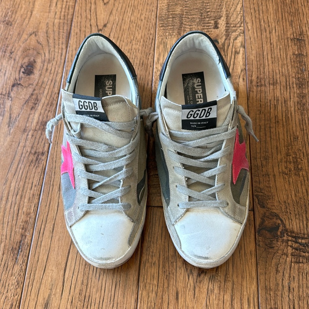 Golden Goose Athletic Shoes with Pink and Gray Accents
